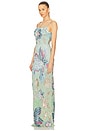 view 3 of 5 Cascade Floralia Fully Embroidered Gown in Pistachio Green
