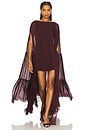 view 1 of 4 Coralia Gathered Cape Dress in Bordeaux
