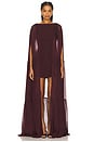view 2 of 4 Coralia Gathered Cape Dress in Bordeaux