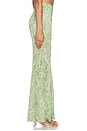 view 3 of 6 Mistleaf Ruffle Printed Pant in Green
