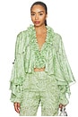 view 1 of 4 Mistleaf Ruffle Printed Top in Green