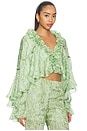 view 2 of 4 Mistleaf Ruffle Printed Top in Green