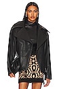 view 1 of 5 Oversized Leather Biker Jacket in Black