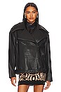 view 2 of 5 Oversized Leather Biker Jacket in Black