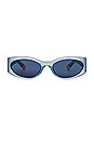 view 1 of 3 X Jacquemus Ovalo Sunglasses in Blue, Yellow Gold, & Navy