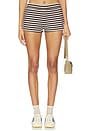 view 1 of 6 Bloom Knit Short in Beige Chocolate Stripe