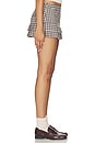 view 3 of 6 Double Ruffle Mini Skort in Cocoa Plaid
