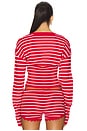 view 3 of 5 Head in The Clouds Cardigan in Crimson Stripe