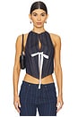 view 1 of 5 Butterfly Top in Dark Denim Stripe