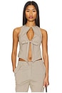 view 2 of 6 Butterfly Tie Top in Beige Gingham
