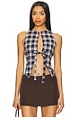 view 1 of 4 Butterfly Tie Top in Navy Check