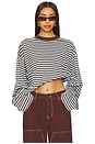 view 1 of 5 Bloom Long Sleeve Top in Chocolate Sea Stripe