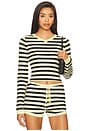 view 1 of 4 Barbie Long Sleeve Top in Navy Stripe