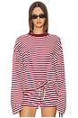 view 1 of 5 Bloom Long Sleeve Top in Wine Stripe
