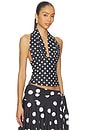 view 2 of 4 Safari Halter Top in Noir Polka