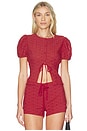 view 1 of 5 Bardot Top in Cherry