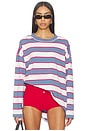 view 1 of 5 Horizon Long Sleeve Top in Dusty Blue Stripe