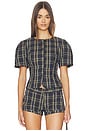 view 1 of 4 Femme Blouse in Navy Lemon Plaid