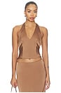 view 2 of 5 Front Row Halter Top in Chocolate