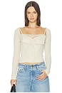 view 1 of 5 Babydoll Long Sleeve Top in Taupe