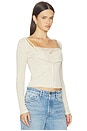view 2 of 5 Babydoll Long Sleeve Top in Taupe