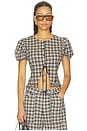 view 1 of 5 Bardot Top in Beige Tartan