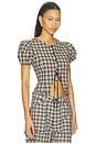view 2 of 5 Bardot Top in Beige Tartan