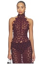 view 1 of 5 Trophy Lace Halter Top in Burgundy
