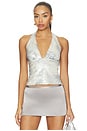 view 1 of 5 Opulence Halter Top in Aqua Mist