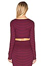 view 3 of 4 Striped Long Sleeve Crop Top in Maroon