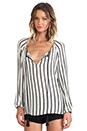 view 1 of 5 Long Sleeve Peasant Top in Black & White Stripe