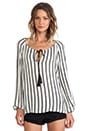 view 2 of 5 Long Sleeve Peasant Top in Black & White Stripe