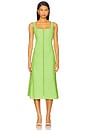 view 1 of 3 Tealength Dress With Trim Detailing in Parrot Green