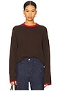 view 1 of 4 Light Weight Roll Neck in Chocolate & Tomato