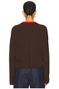 view 3 of 4 Light Weight Roll Neck in Chocolate & Tomato