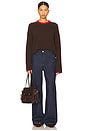 view 4 of 4 Light Weight Roll Neck in Chocolate & Tomato