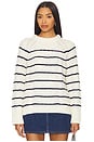 view 1 of 4 Striped Cable Sweater in Cream & Navy