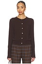 view 1 of 4 Solid Lean Lines Cardigan in Chocolate