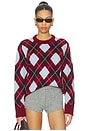 view 1 of 4 Boyfriend Argyle Crewneck Sweater in Burgundy Multi