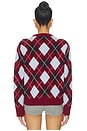 view 3 of 4 Boyfriend Argyle Crewneck Sweater in Burgundy Multi