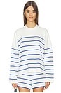 view 1 of 4 Leo Sweater in Cream & Cobalt