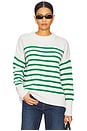 view 1 of 4 Marin Sweater in Cream & Kelly Green