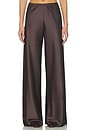 view 1 of 6 Double Faced Satin Colby Pant in Chocolate