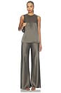 view 6 of 6 Satin Wide Leg Pant in Taupe