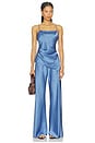 view 6 of 6 Satin Pant in Denim Blue