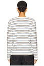 view 3 of 4 Multi Striped Long Sleeve Boyfriend Tee in Ivory Multi