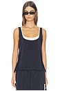 view 1 of 4 Double Layer Scoop Tank in Navy & Ivory