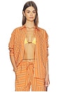 view 1 of 6 Oversized Button Down Shirt in Apricot Stripe