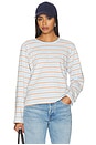 view 1 of 5 Stripe Long Sleeve Boyfriend Tee in Sky Blue Multi