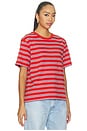 view 2 of 5 Striped Oversized Boyfriend Tee in Burn Red